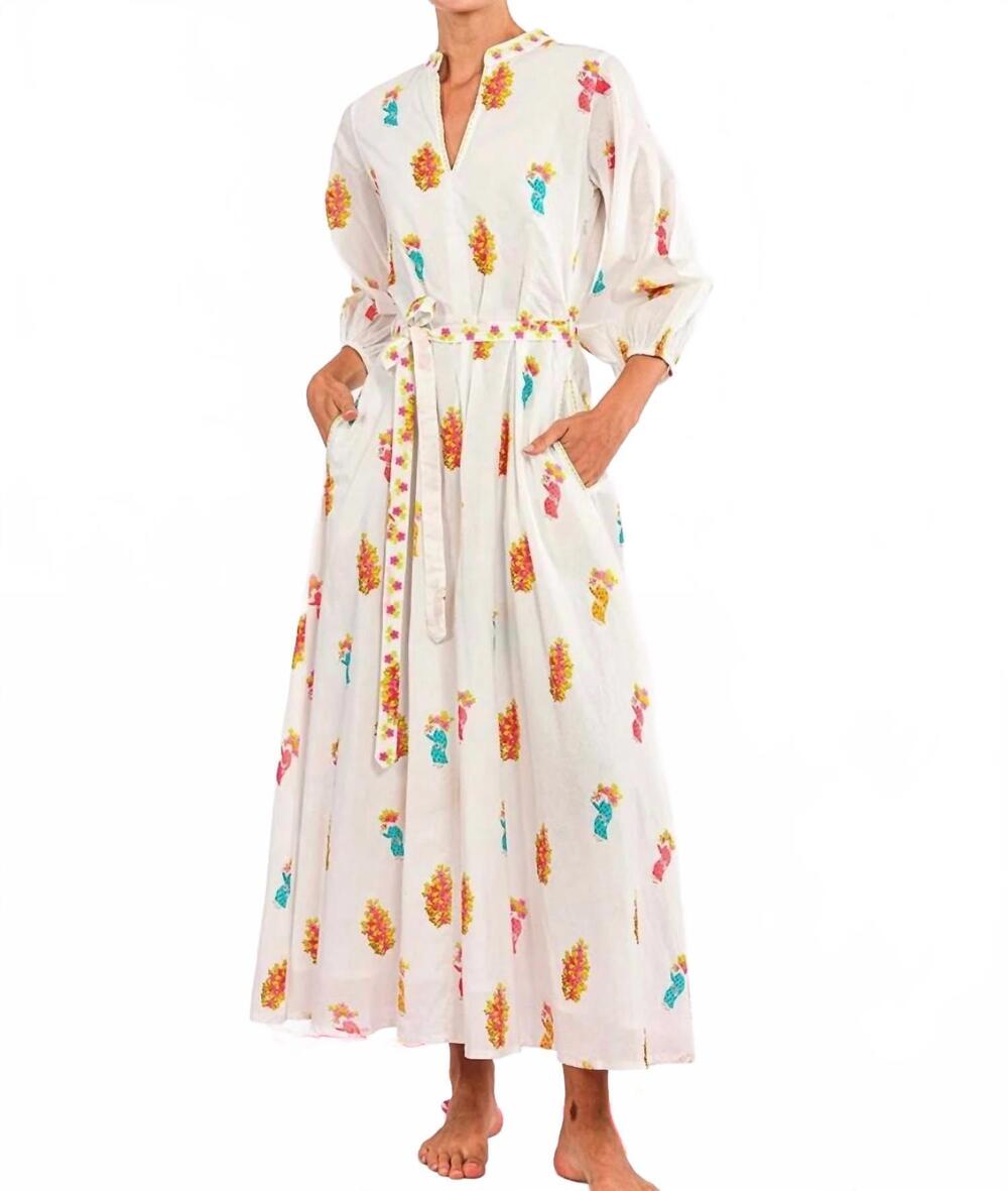 NEW NIMO WITH LOVE marigold flower dress in white assorted / light blue